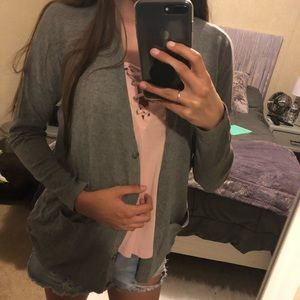 Brand new Chaps grey cardigan! super cute! sz sm